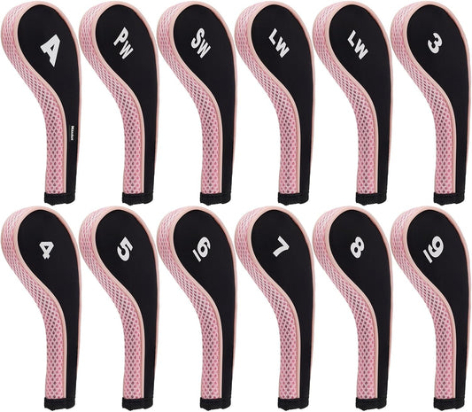 Andux 12pcs/Set Golf Iron Club Head Covers Number Print Long Neck with Zipper