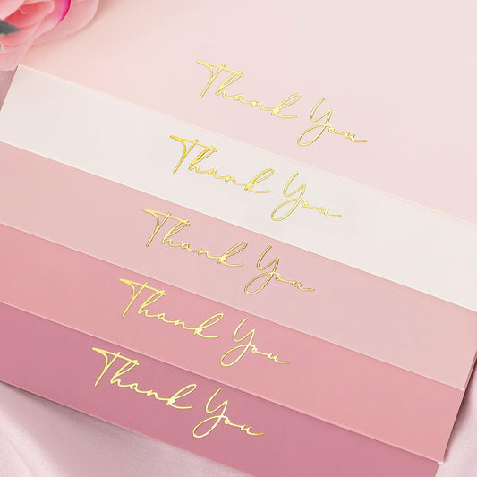 Crisky Dusty Rose Thank You Cards with Envelopes & Stickers， 50 Pack Bridal Shower Graduation Thank You Cards Small Business, Wedding Baby Shower Birthday Funeral Notes Bulk