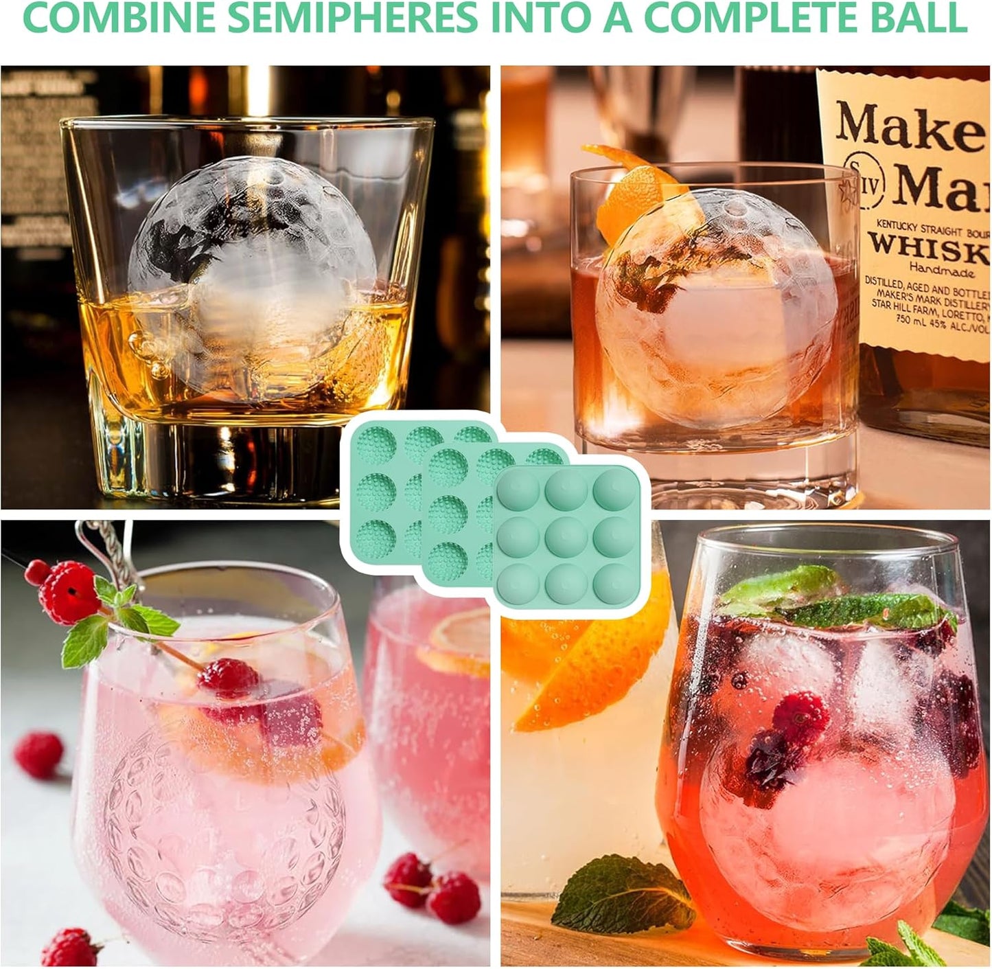 Golf Ball Chocolate Mold, Silicone Golf Ball Mold for Cake Pops, 9-Cavity 3D Golf Ball for Chocolate, Ice Cube (Golf Mold 3Pack)