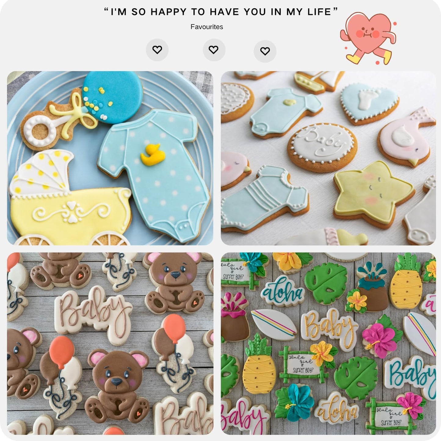 Baby Shower Cookie Cutter Set-7 Piece Onesie, Bib, Rattle, Bottle, Carriage, Foot and Word Biscuit Cookie Cutters Fondant Molds for Baby Shower Birthday Party