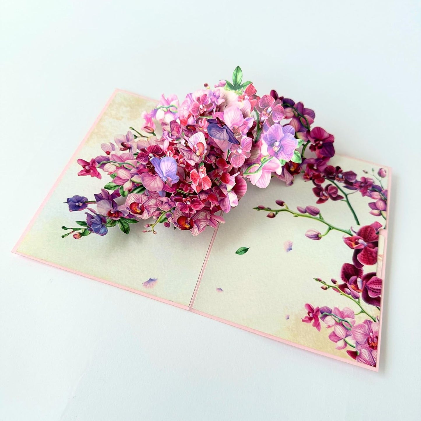 Pop Up Greeting Card Purple Orchid Blooming Flower Card Nature Lover Gift Love Appreciation Thank You Birthday Gift for Mom Mother's Day Idea