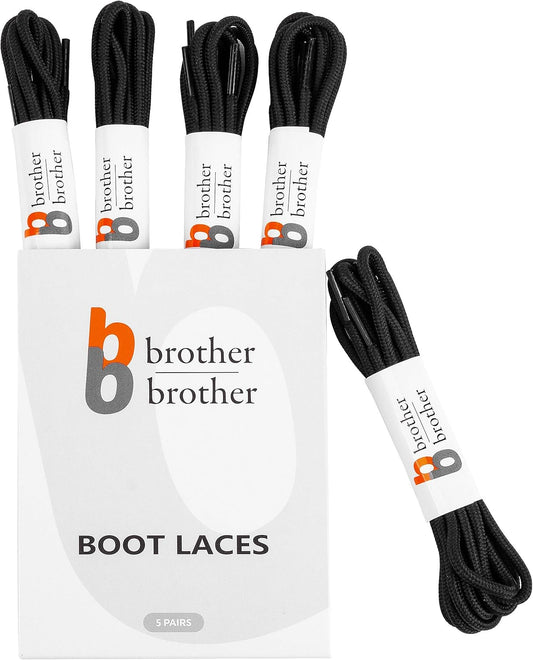 BB BROTHER BROTHER Boot Laces (5 Pairs) of Heavy Duty and Durable Round Shoelaces for Work, Hiking and Walking Boots