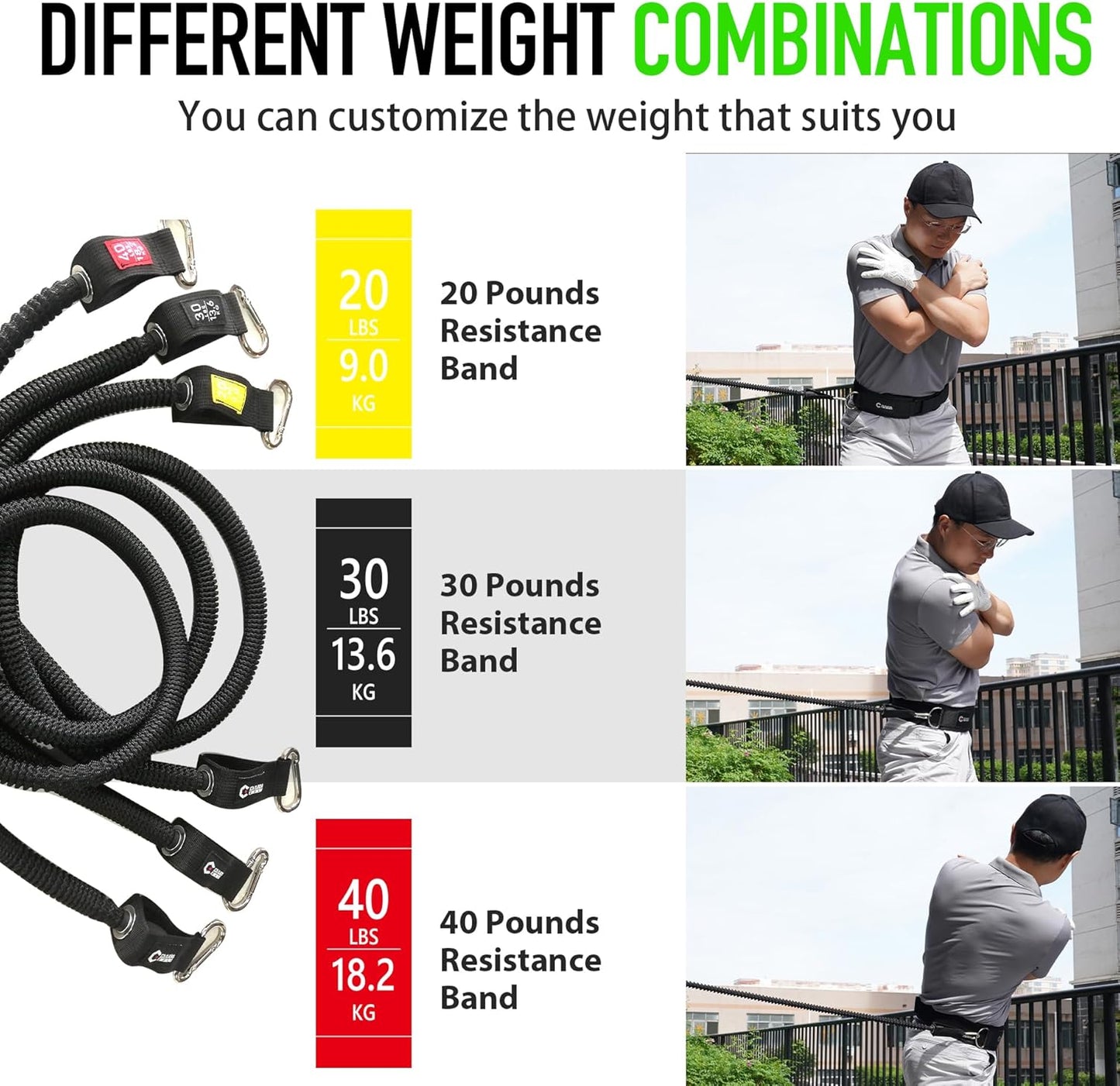 GAIARENA Golf Core Strength Trainer Swing Power Training Equipment, Golfing Exercise Resistance Bands Indoor Golf Fitness Equipment to Improve Speed Strength Flexibility Rotation Swing Posture