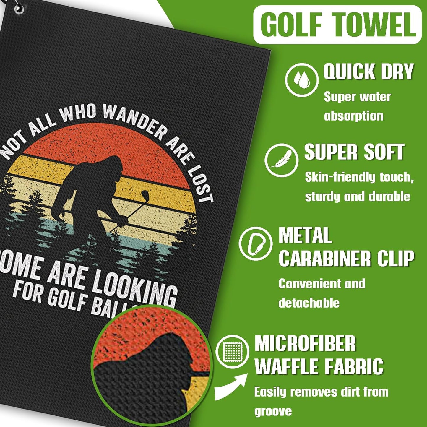 Bigfoot Golf Towel and Brush Set, Sasquatch Gifts for Men and Women Golf Towels Accessories for Golf Bag with Clip Funny Big Foot Club Cleaning Kit Golfers Dad Grandpa Husband Birthday Retirement Gift