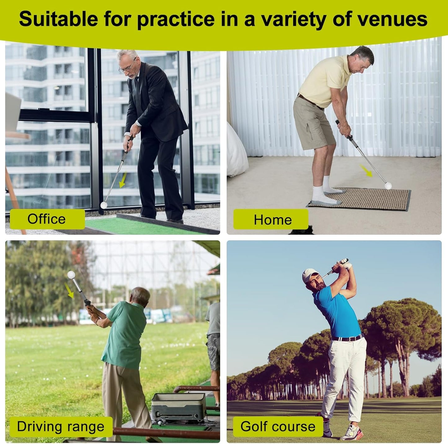 Retractable Golf Swing Aid for Golf Speed Training, Rhythm Click Golf Swing Trainer for Indoor Golf Practice & Outdoor Warm Up, Golf Grip Trainer for Improving Hitting Strength & Tempo