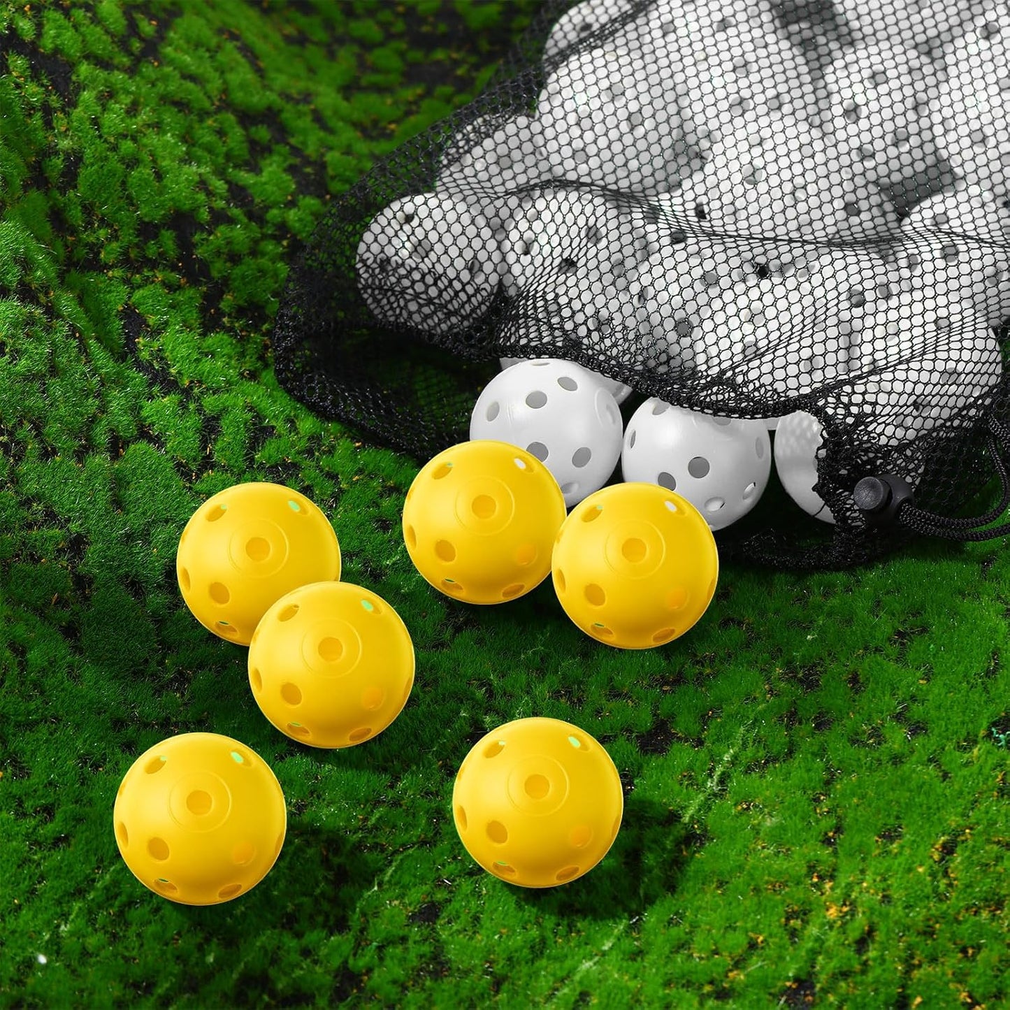 80 Pack Practice Golf Balls Limited Flight 42 mm Golf Training Airflow Hollow Plastic Ball for Women Men Indoor Outdoor Driving Range Swing Practice Home