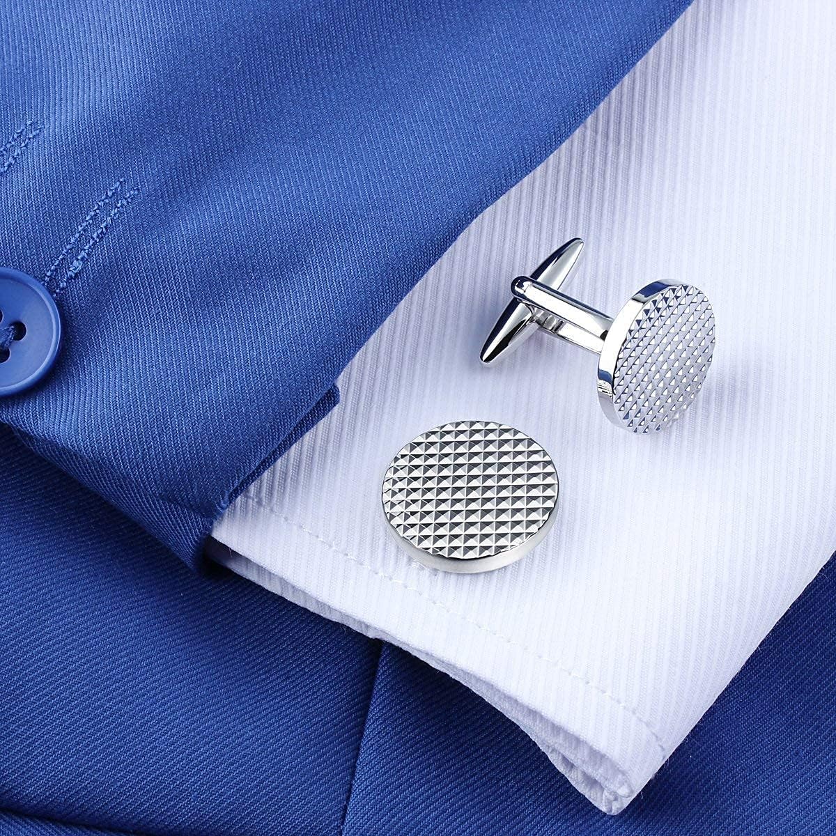 HAWSON Silver/Gold Cufflinks for Men with Tuxedo Shirt Studs,Men Accessories Jewelry with Gift Box,Gifts for Family,Best Friend on Wedding Business Birthday Anniversary
