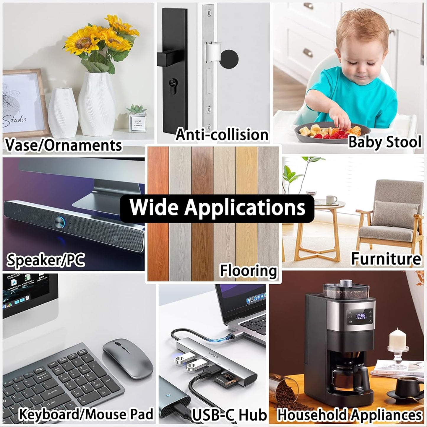 Non Slip Self Adhesive Silicone Cuttable Furniture Pads - 5x40 inch Anti-Sliding Rubber Floor Protectors for Any Furniture and Appliances