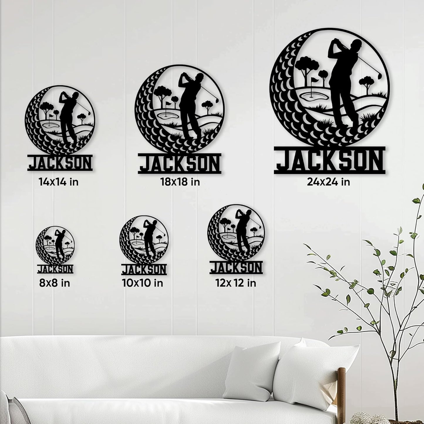 Personalized Golf Metal Sign, Golf Player Hanging Sign Outdoor Porch Welcome, Custom Name Wall Fence Yard Patio Home Office Decor Gifts for Husband, Dad, Son, Golf Lover, Birthday Gift by OhaPrints