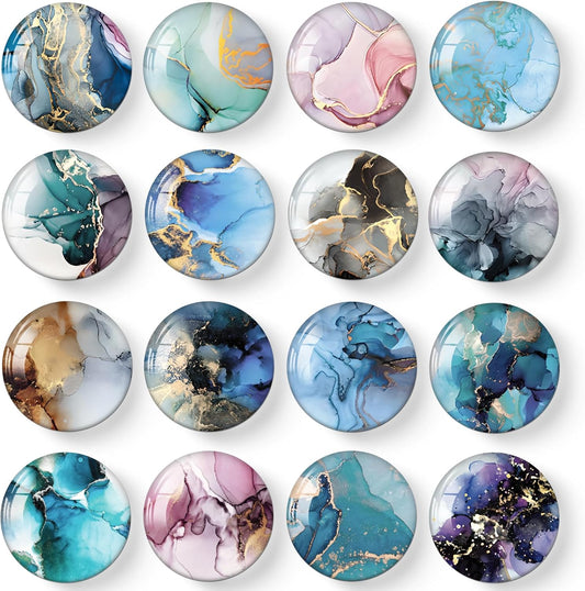 MORCART 16PCS Fridge Magnets, Marble Magnets Decoration for Refrigerator Locker Whiteboard Decorative Magnetic Board Cabinets Classroom Office Cubicle (Marbling)