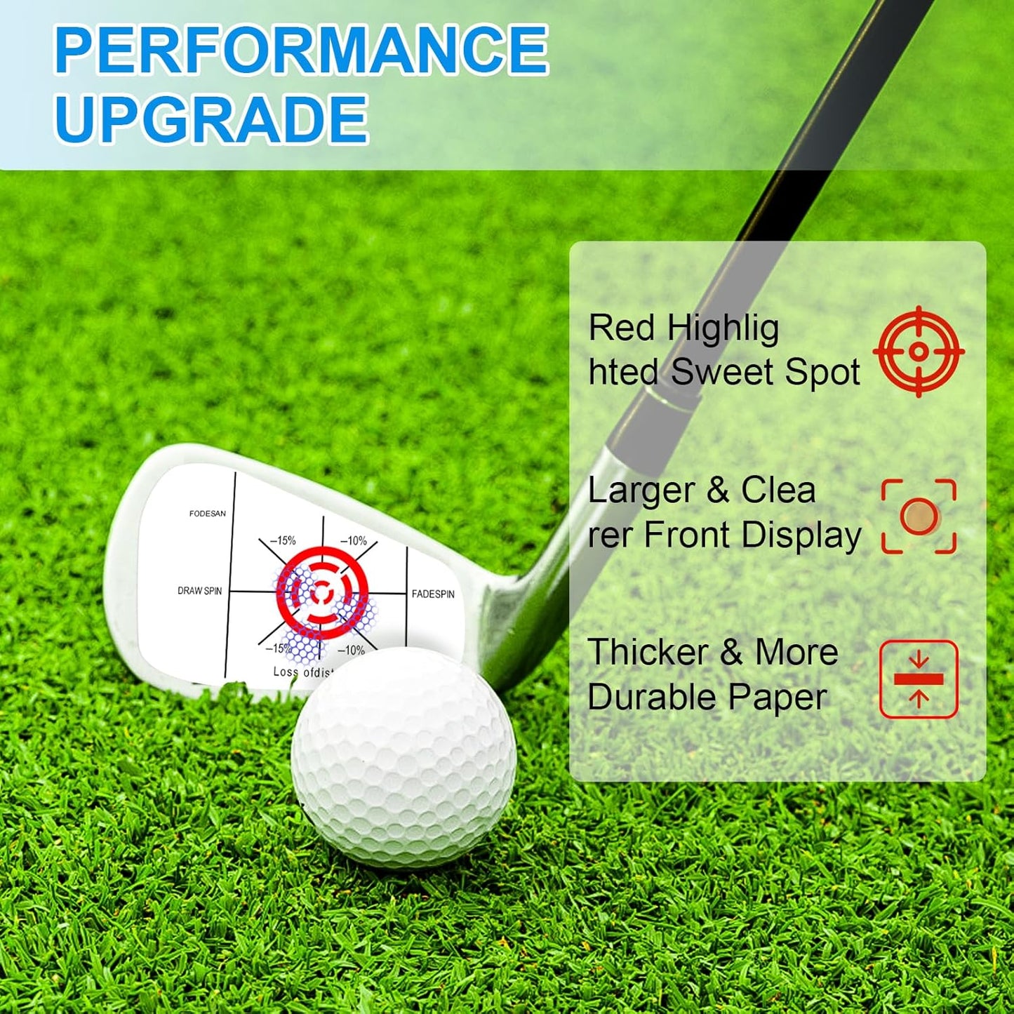 Golf Impact Tape - High-Resolution Strike Stickers for Iron, Wood & Fairway Clubs, Non-Residue, Swing Training Aid Impact Labels