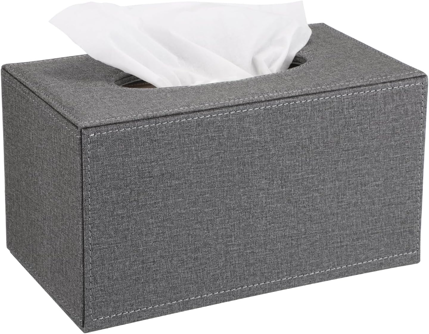 Sumnacon Tissue Box Cover Rectangular Tissue Box Holder Linen Tissue Box with Magnetic Bottom Decorative Grey Tissue Box for Bathroom Toilet Living Room Table Desk Office Car, Large