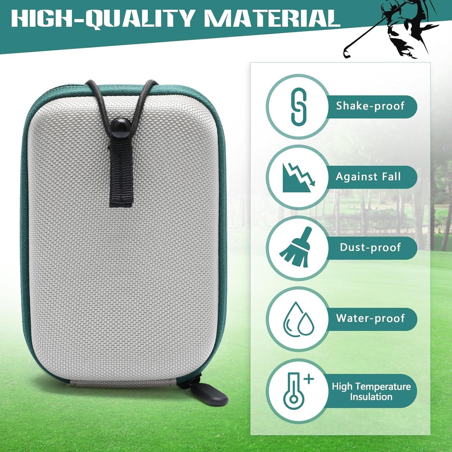 Golf Rangefinder Hard Shell Case, Hard Golf Rangefinder Case Universal Range Finder Carry Bag (Grey+Green)