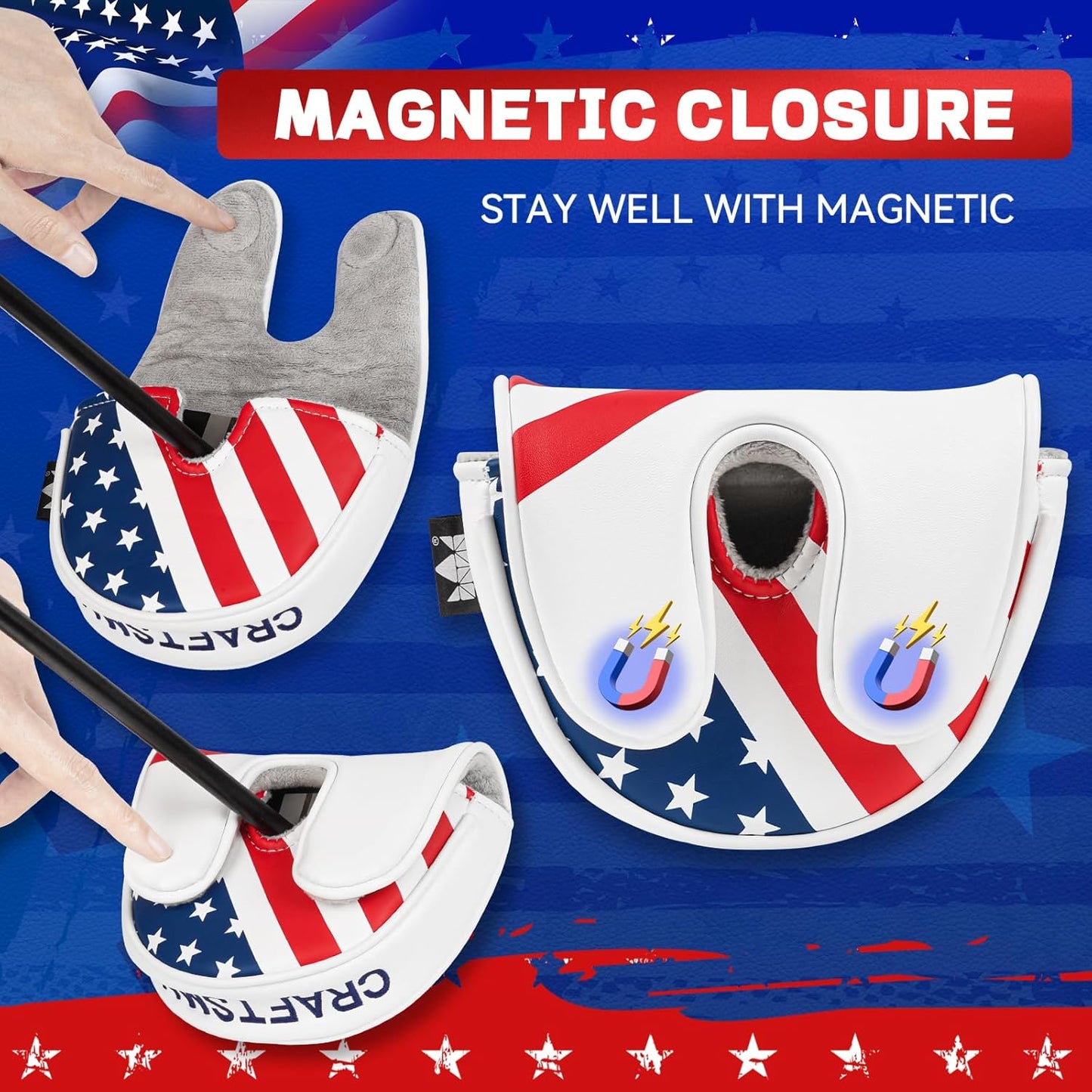 CRAFTSMAN GOLF USA America Mallet Blade Putter Cover Headcover for Scotty Cameron Odyssey LAB