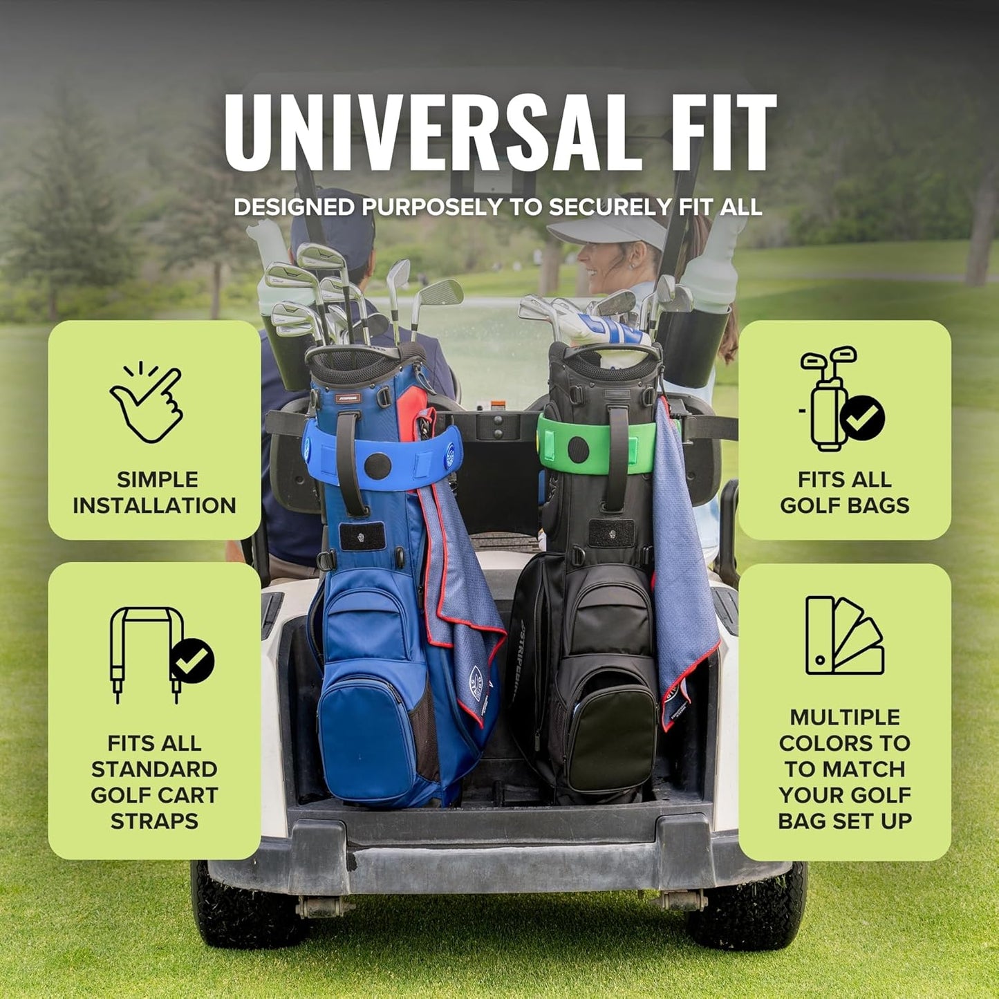 Stripebird - Premium Golf Cart Strap Sleeve Protector - Save Your Golf Bag from Golf Cart Straps - Includes Magnetic and Steel Plate for Magnetic Golf Accessories