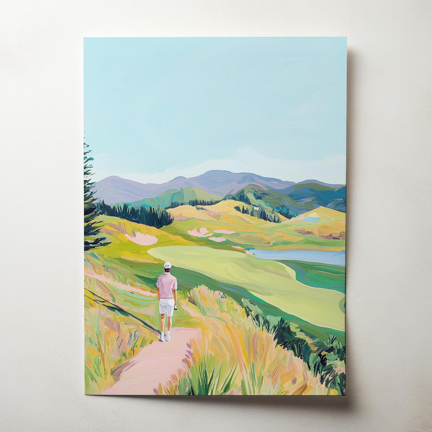 Golf Course Floral Pastel Art Print Posters - Premium Giclee Fine Art Prints - Golf Course Home Decor Posters, Golfer Art Prints for Home and Office Decor - Vintage Aesthetic, Ready to Frame