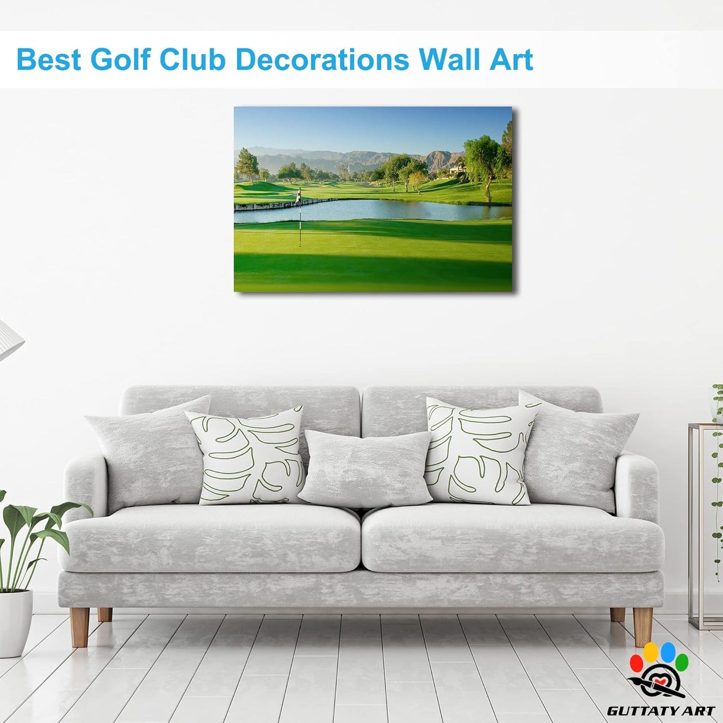 GUTTATY Golf Course Wall Art, Golf Pictures Posters Canvas Print Wall Decor for Golfer's Man Cave Home Ofice Ready to Hang (24x36 Inches)