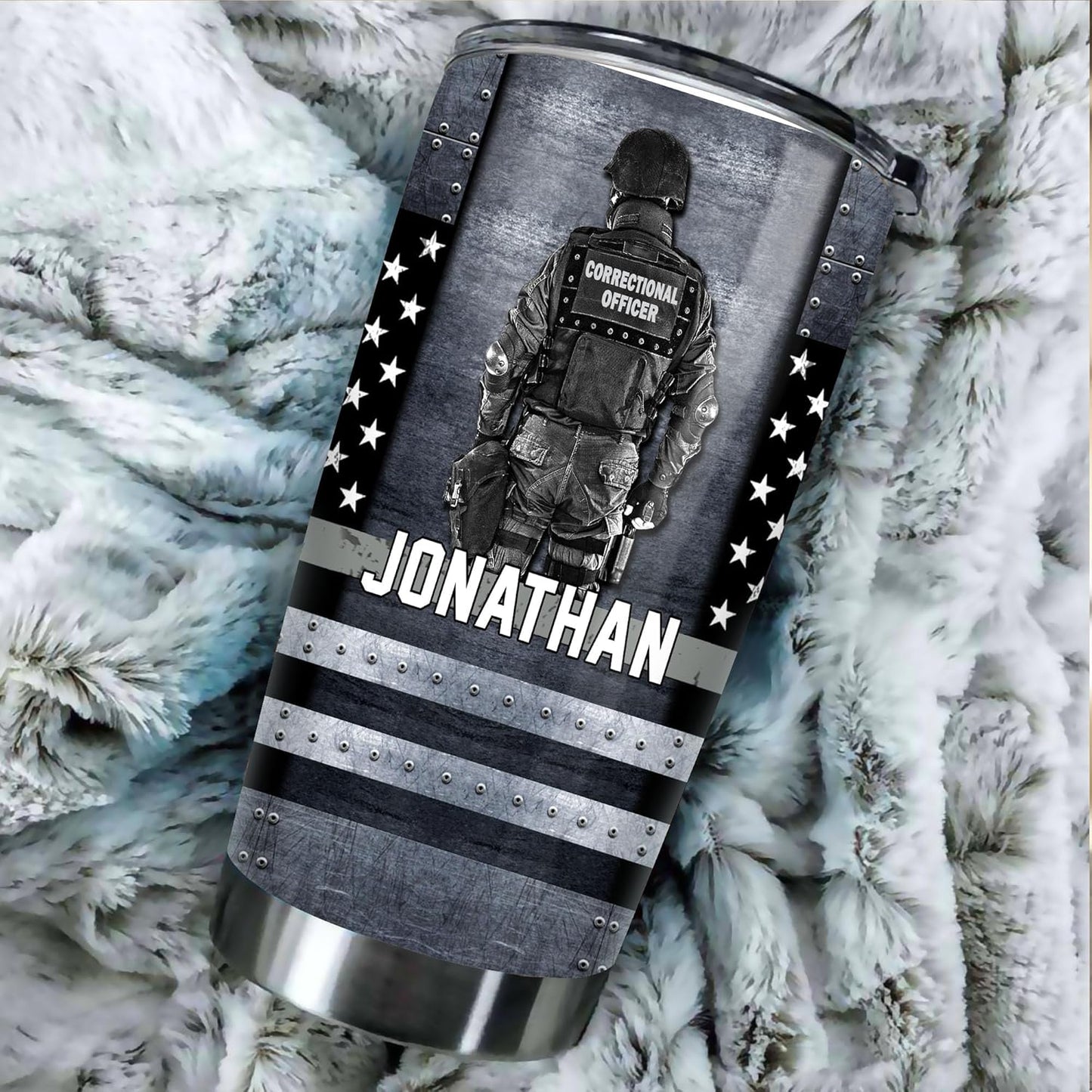 Correctional Officer Tumbler - Thin Silver Line Corrections American Flag, Thin Gray Line Corrections - Corrections Officer Gifts - Corrections Department Graduation Retirement Gifts - 20oz Tumbler