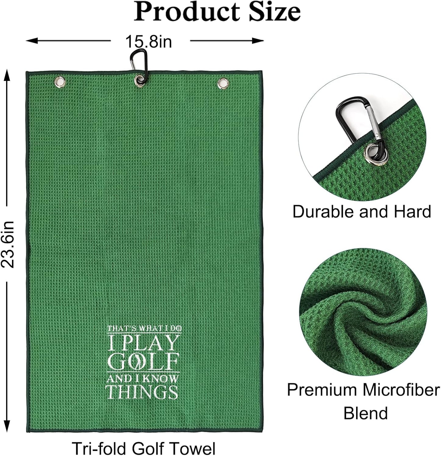 DYJYBMY 'That's What I Do' Golf Towel - Embroidered Green Towel for Golf Bags with Clip, Gift for Men, Birthday Gift for Golf Fans, Retired Coworker