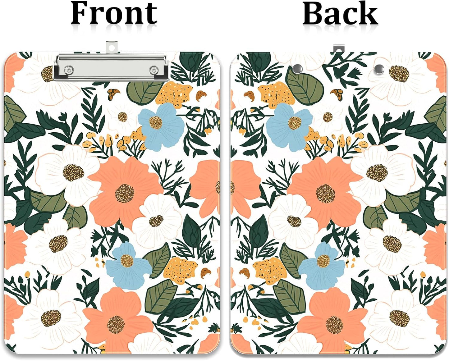 Rimilak Plastic Clipboards with Metal Clip, A4 Letter Size 9 x 12.5 in, Office Decorative for Students Women Men and Kids, Cute Custom Pattern, Beauty Flower