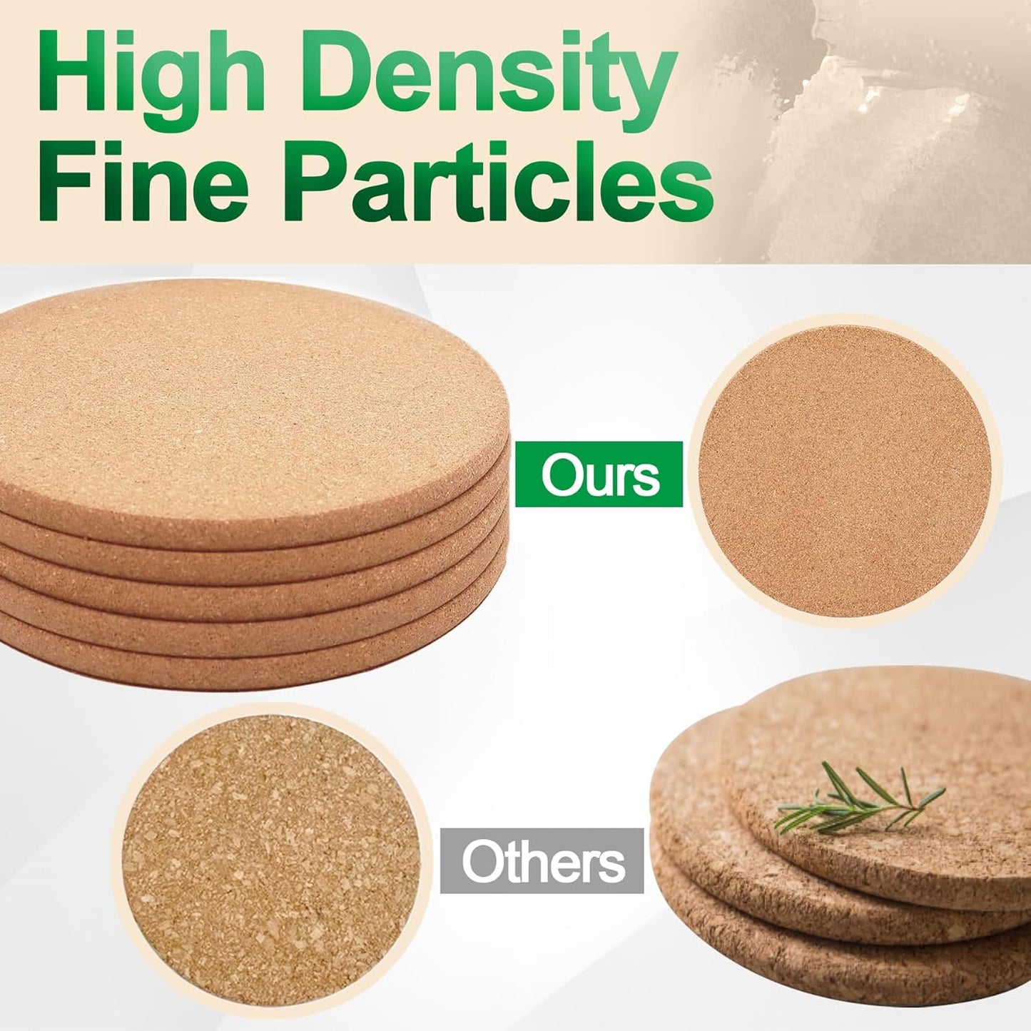 Cork Trivet, 4 Pack High Density Thick Cork Coasters Set for Hot Dishes, 7.5 Inch Heat Resistant Multifunctional, Hot Pads for Kitchen, Table, Countertops