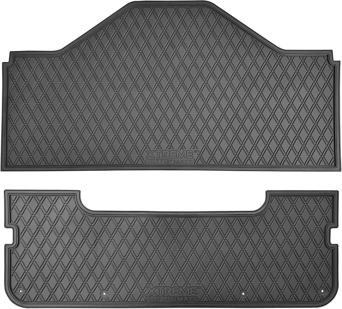 Evolution D5 Golf Cart Floor Mat Set- Rubber Double Diamond Design - Fits D5 2+2 (2 Forward + 2 Rear Facing) Including Evolution Maverick and Ranger Trims (All Black, D5 2+2 Front & Rear Facing)