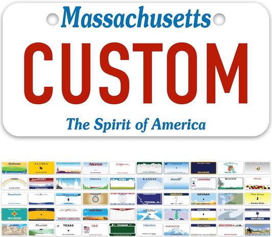 Mini License Plates, Personalized License Plates, Custom for Car, Bikes, ATV, Kids Car, Golf Cart, Jeep, 2x4 Inch, Rust-Free Fade Resistant Aluminum, USA Made by My Sign Center (Massachusetts)