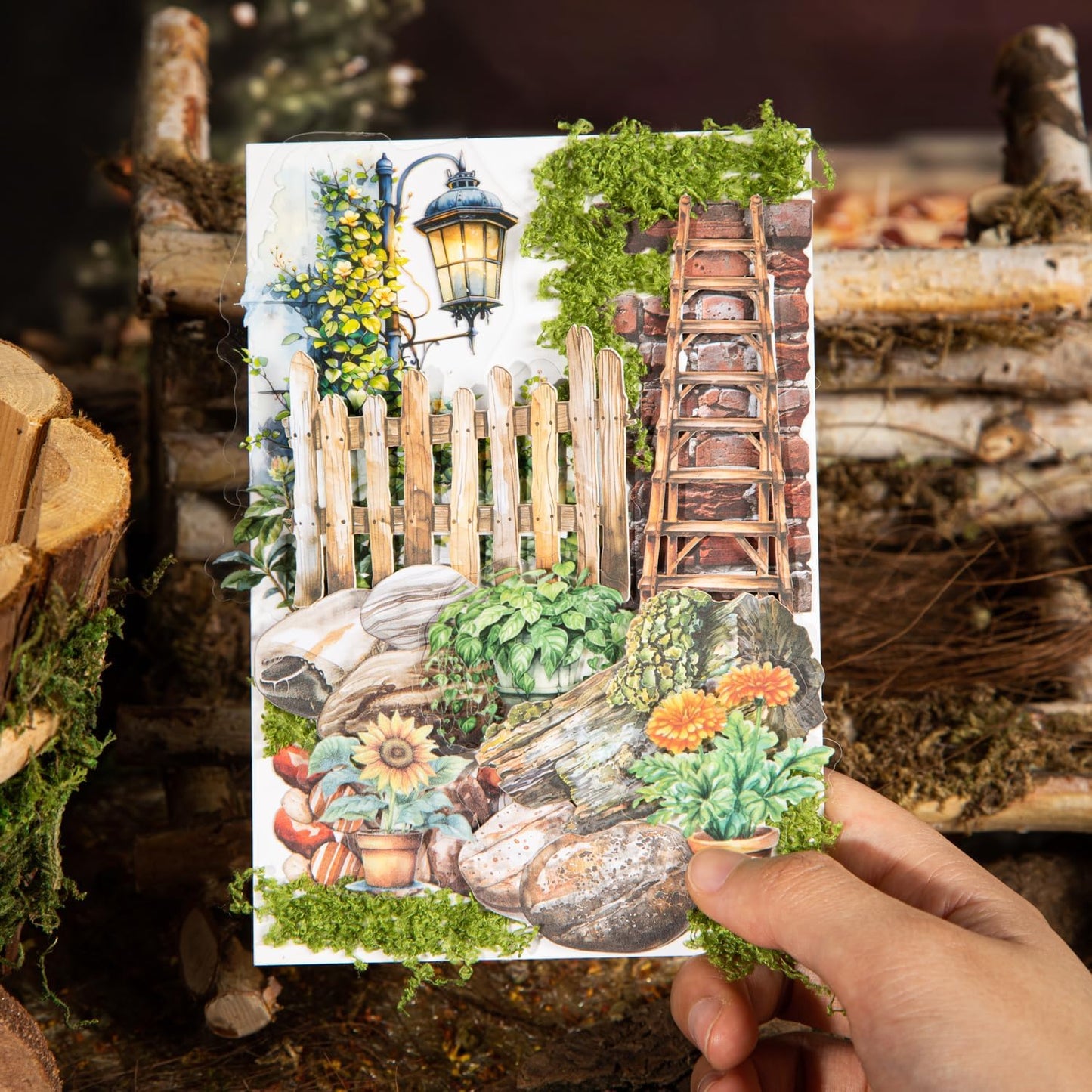 Rustic Garden-Themed Cardstock Sticker Set, 180Pcs Vintage Stickers for Scrapbooking, Journaling, Junk Journal Supplies, and DIY Crafts