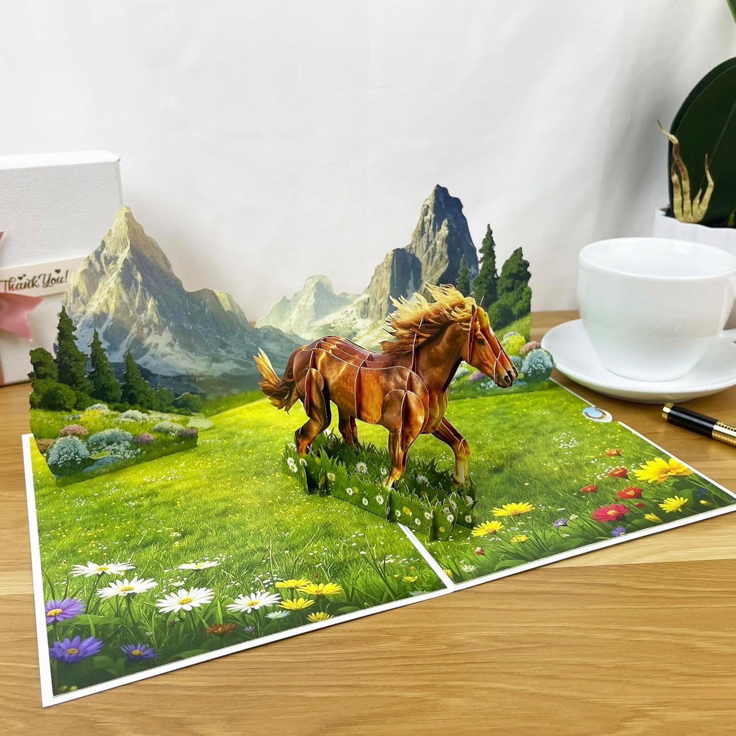 3D Horse Popup Card - Handmade Animal-Themed Paper Art for Birthday, Anniversary, Christmas, Father’s Day - Unique Gift for Him, Her, Kids, Horse Lovers, Equestrians, Riders