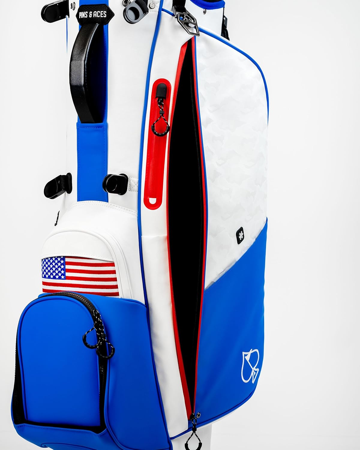 Pins & Aces Player Preferred Golf Bag - Premium Design, Lightweight Golf Bag with Stand - Velvet-Lined 5-Way Club Divider System