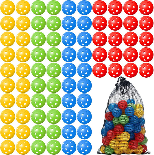 80 Pack Practice Golf Balls Limited Flight 42 mm Golf Training Airflow Hollow Plastic Ball for Women Men Indoor Outdoor Driving Range Swing Practice Home