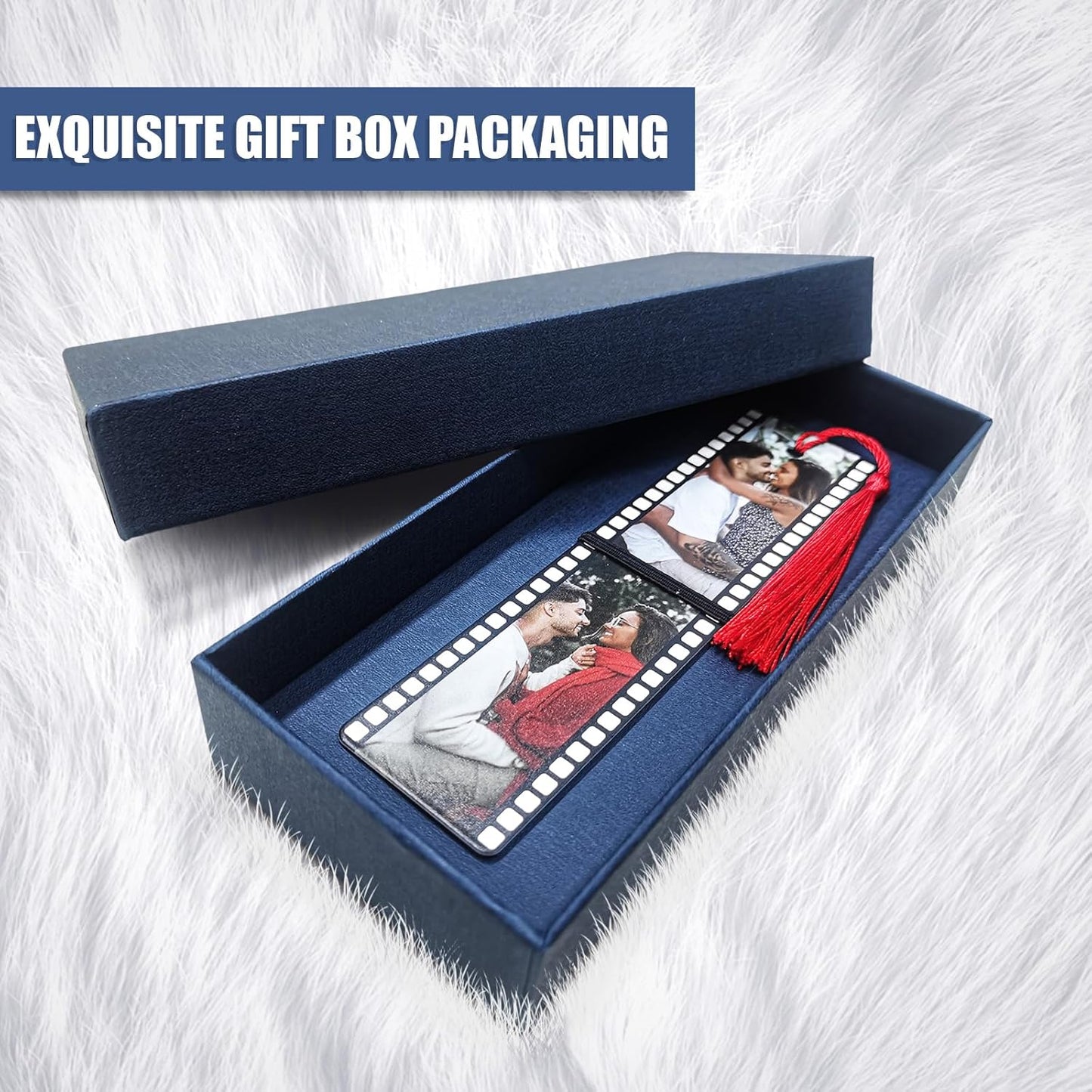 Custom Bookmarks with Tassel and Gift Box Metal Photo Bookmark Personalized with Picture and Text (3 Photos)