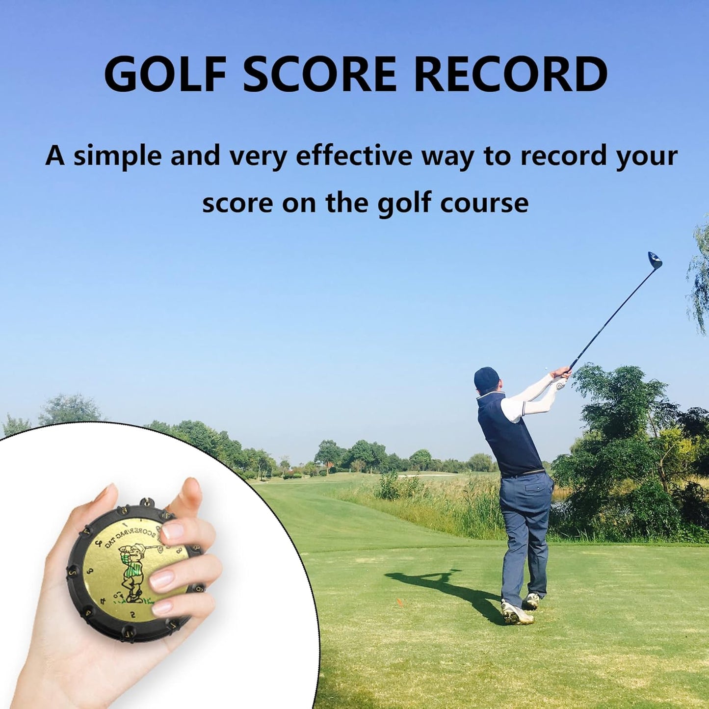 Golf Score Counter 18 Holes Golf Score Stroke Shot Counter Keeper Round Scoring Tag with Clip Keychain
