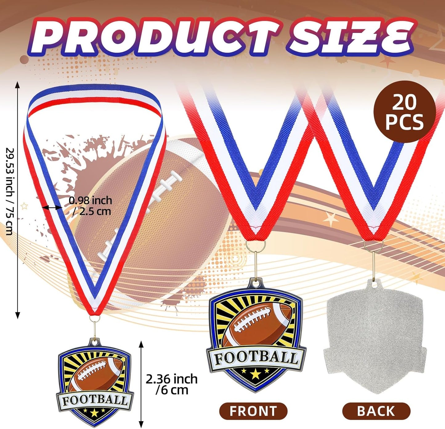 10/20 /30/40 Pcs Award Medals Bulk Sports Medals with Neck Ribbons 2.4 Inch Winner Award Trophy Prize Gift for Sports Themed Party Favors Tournaments School Match