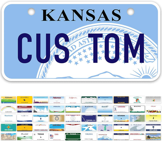 Mini License Plates, Personalized License Plates, Custom for Car, Bikes, ATV, Kids Car, Golf Cart, Jeep, 2x4 Inch, Rust-Free Fade Resistant Aluminum, USA Made by My Sign Center (Kansas)