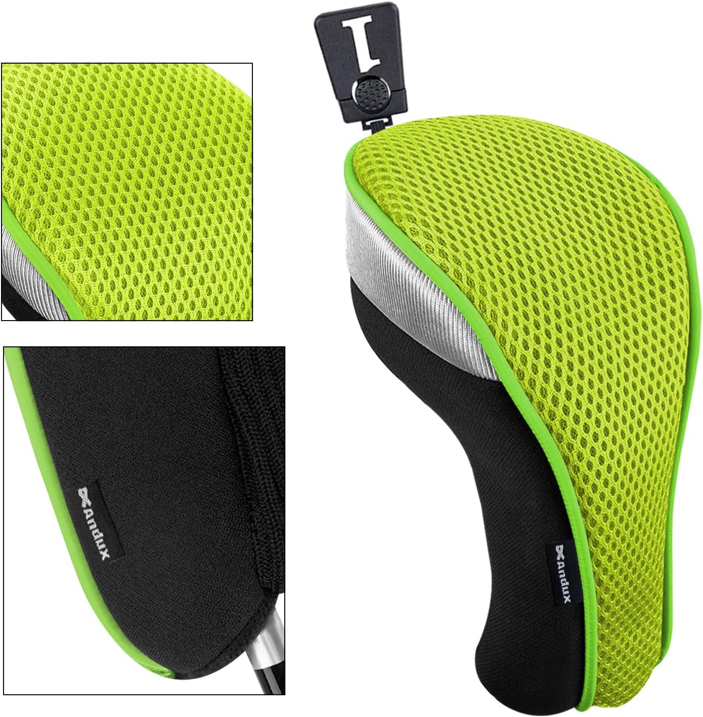 Andux 4pcs/Pack Mesh Golf 460cc Driver Fairway Wood Club Head Covers with Interchangeable No. Tags