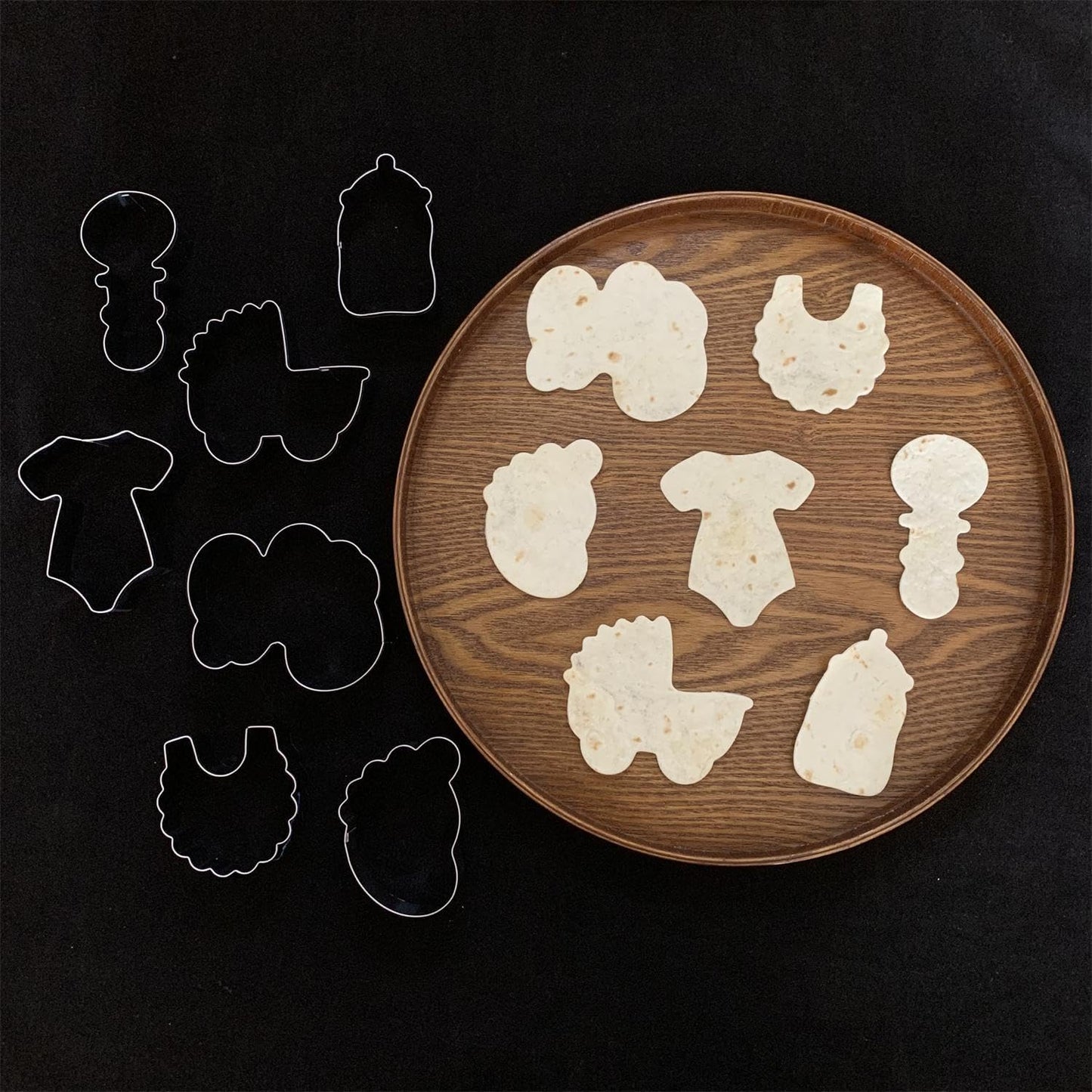 Baby Shower Cookie Cutter Set-7 Piece Onesie, Bib, Rattle, Bottle, Carriage, Foot and Word Biscuit Cookie Cutters Fondant Molds for Baby Shower Birthday Party