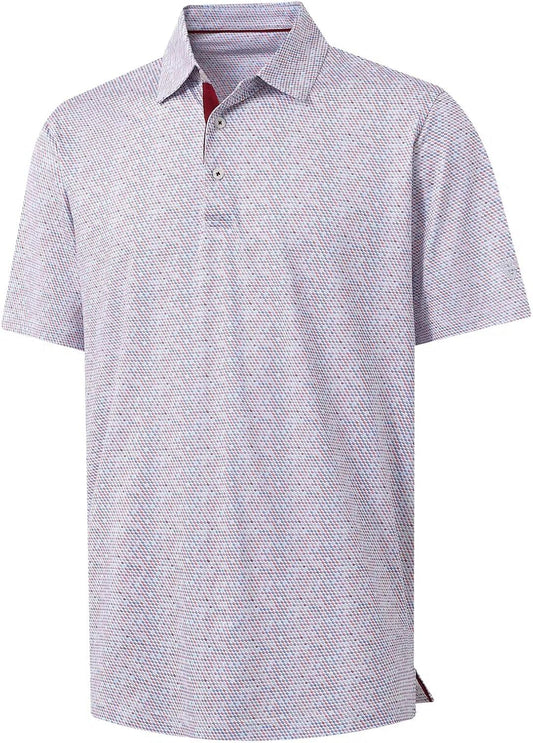 M MAELREG Mens Golf Shirt Short Sleeve Dry Fit Print Moisture Wicking Performance Patterns Collared Polo Shirt
