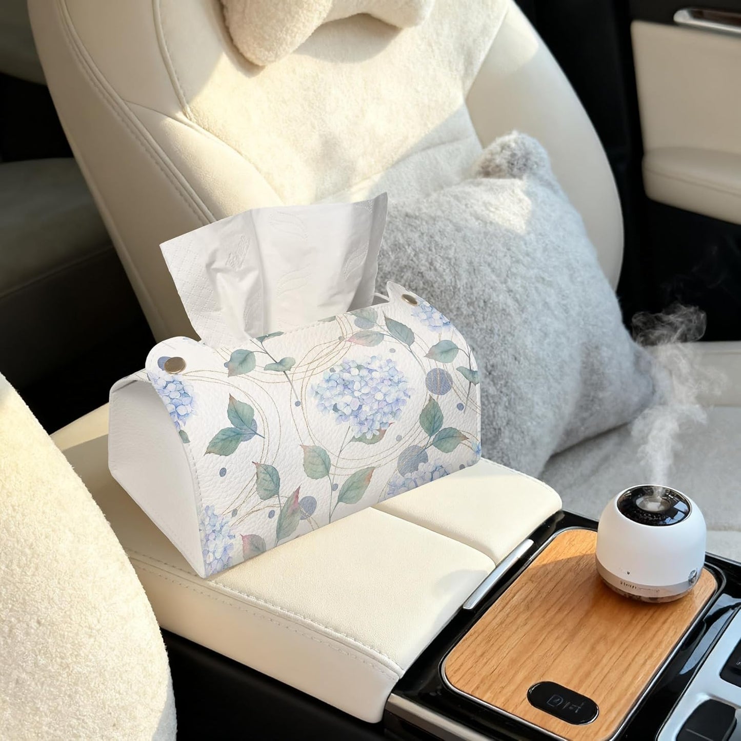 Abstract Hydrangea Flower Tissue Box Cover Holder – Rectangular Tissue Organizer, Decorative Napkin Box Case for Home, Office & Car