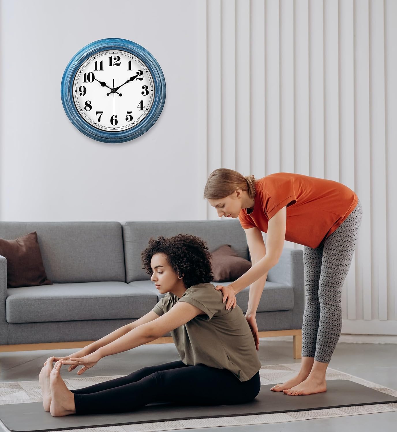 JENLYSTIME 12 Inch Retro Wall Clock Silent Non Ticking Battery Operated Movement Easy to Read Wall Clocks Decorate for Bedroom Living Room Kitchen Office(Blue)