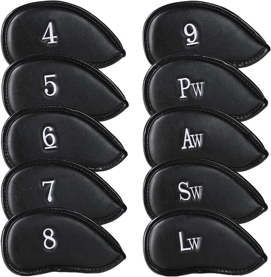 Premium Leather Golf Club Covers -Double-Sided Embroidered Golf Iron Covers with Magnetic Closure, Perfect Iron Covers for Golf Clubs, Durable and Stylish Protection for Your Clubs