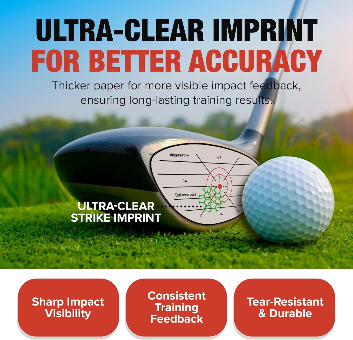 MISSPRETTY Golf Impact Tape Training aid Golf Club face Impact Stickers Can Effectively Improve Your Golf Skills Golf Impact Stickers Precise Force, Clearly Visible