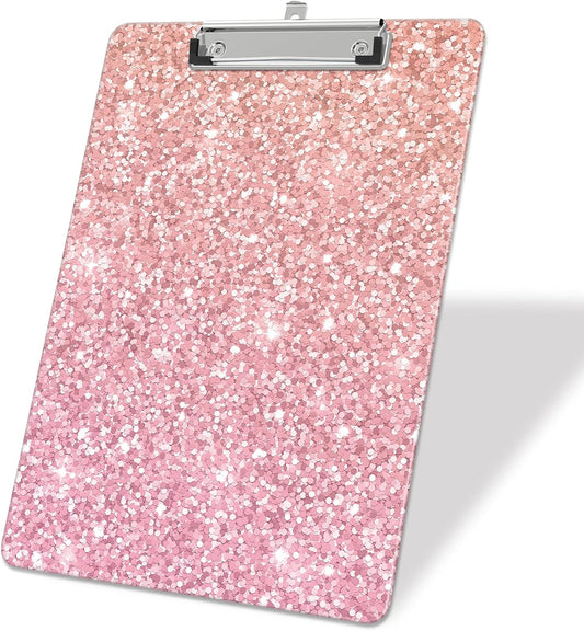 Plastic A4 Clipboards, Cute Clip Board Stardard Letter Size 9 x 12.5 in, Office Decorative for Students Women Men and Kids, Pink Scales