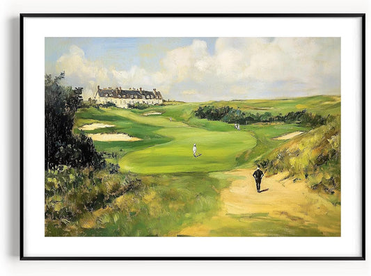 Vintage Golf Course Premium Giclee Fine Art Prints - Antique Style Golf Course Painting Posters, Golf Wall Art, Aesthetic Golfing Poster for Home Office Decor, Ready to Frame