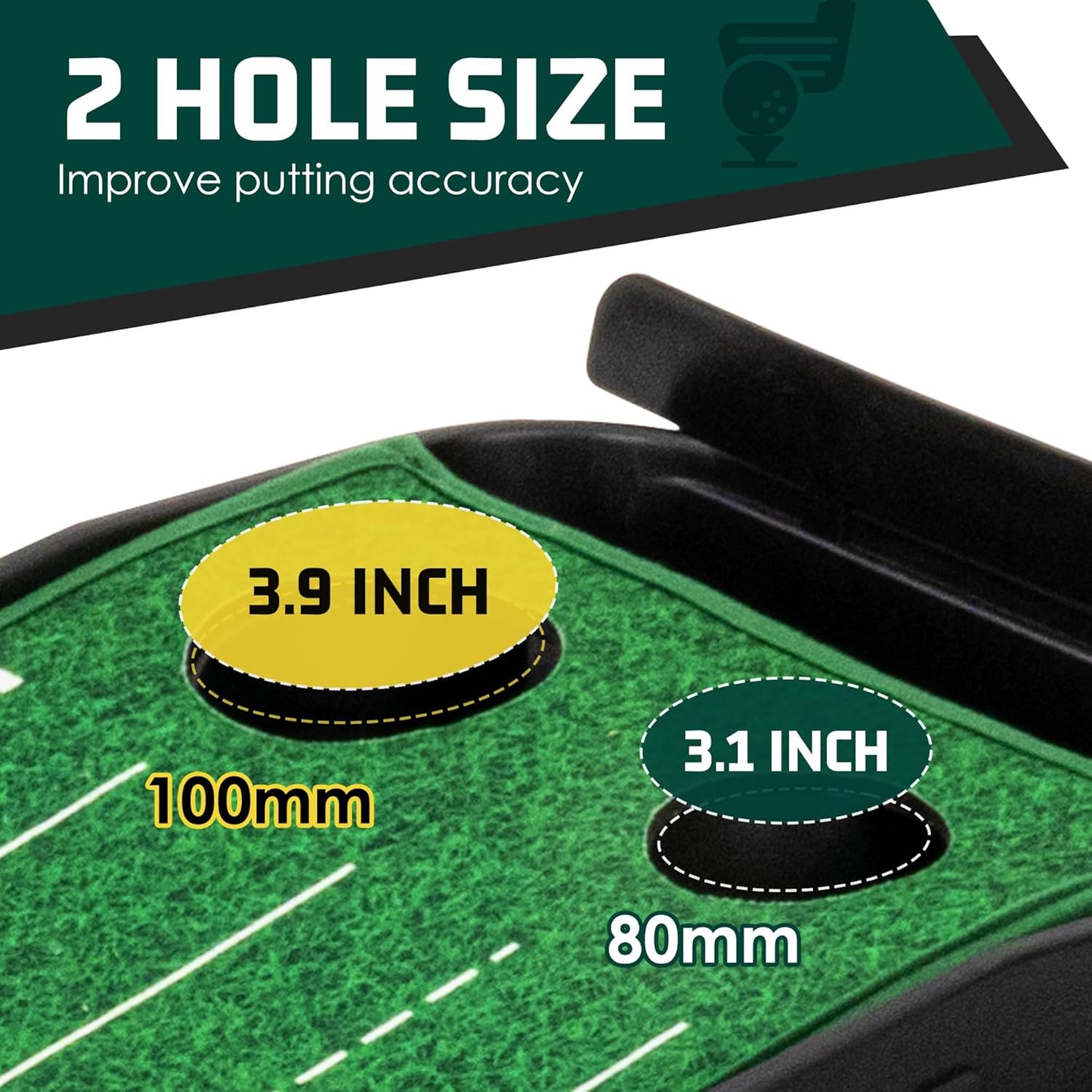 ropoda 9ft Golf Putting Green, Portable Putting Mat for Home and Office with Auto Ball Return Function, Golf Practice Putting Mat Aid for Indoor and Outdoor Use, Classic or with a Putting Mirror
