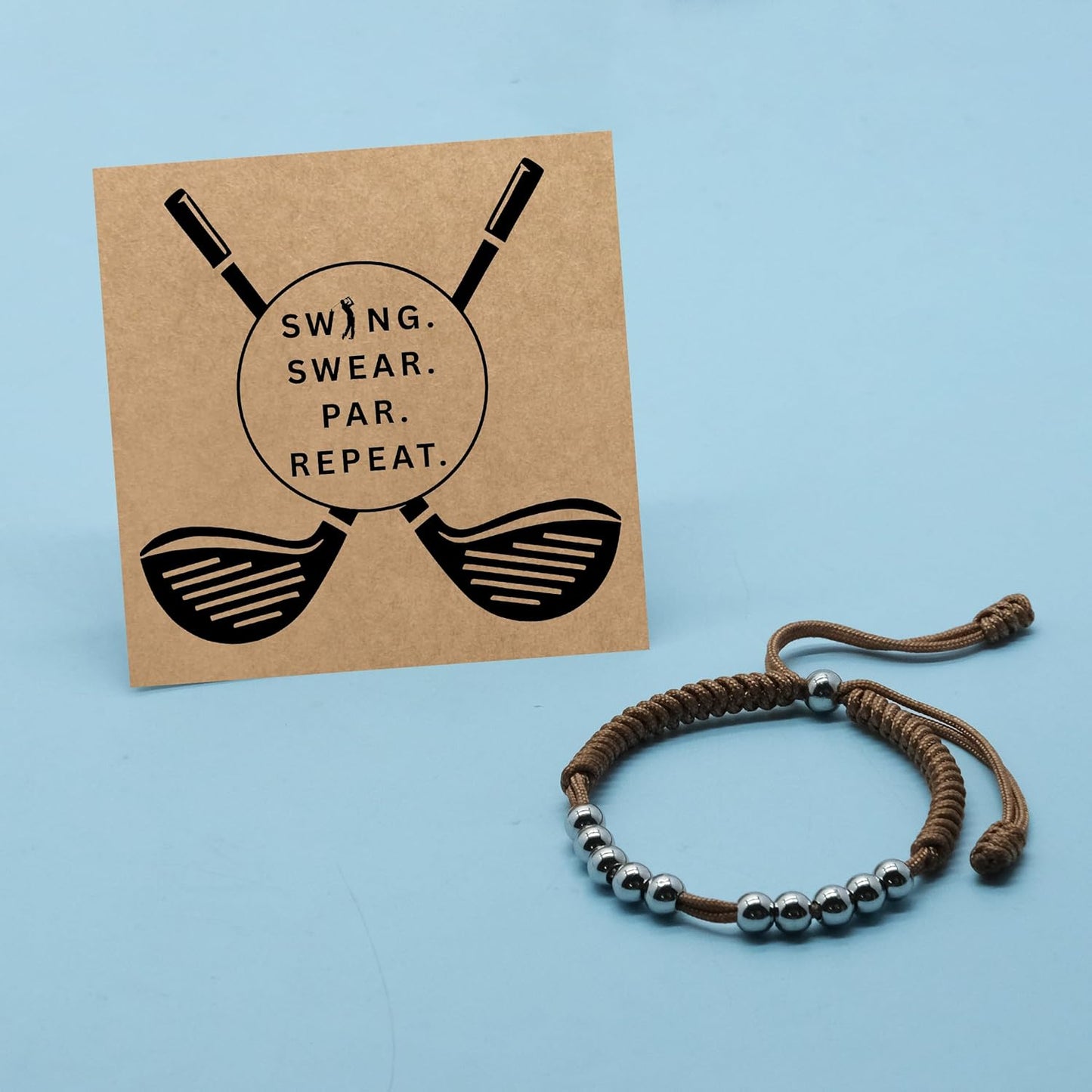 LAMIBEE Premium Golf Stainless Steel 10 Bead Score Counter Bracelet, Golf Stroke Count Bracelet, Resizable Easy Adjust Golf Round Scoring Tracker, Durable Stylish Golf Accessory