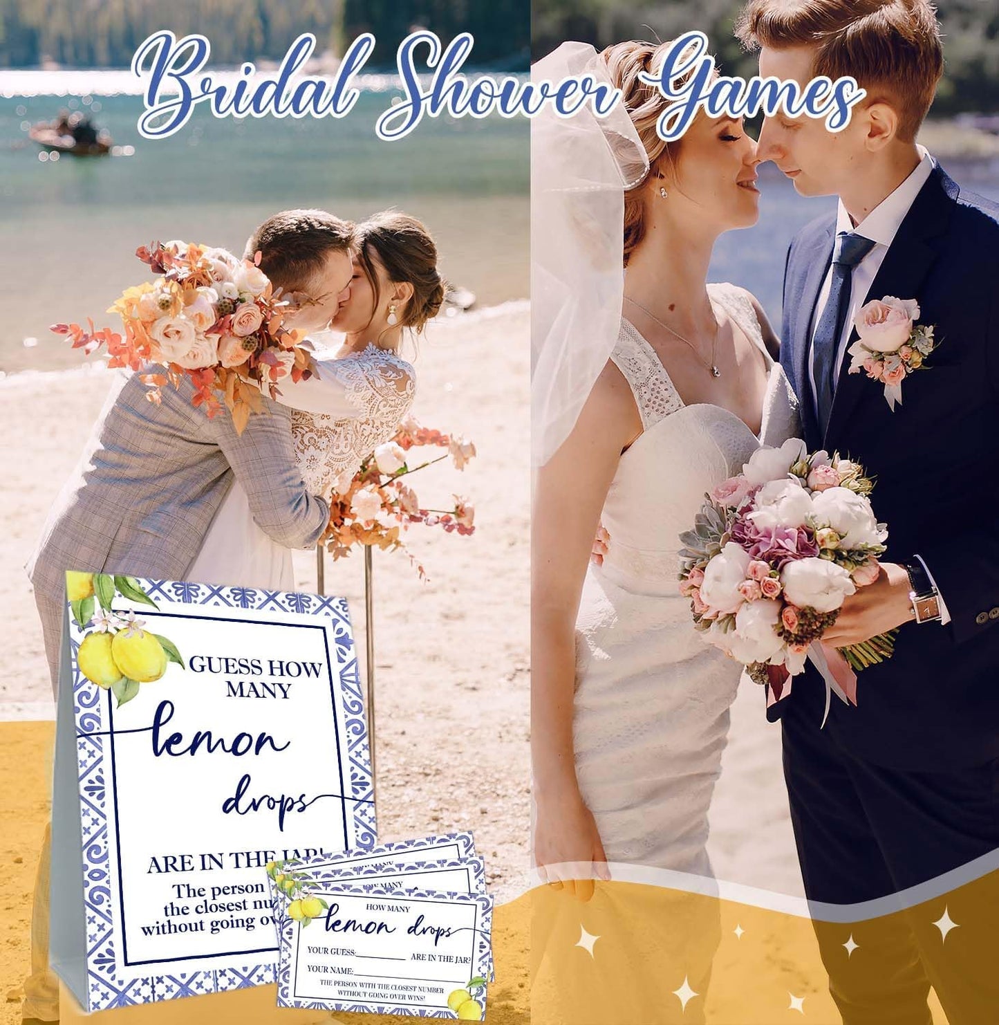 Lemon Baby Shower Games, Guess How Many Card, Lemon Baby Shower Decorations, Party Games & Activities, 50 Cards and Sign