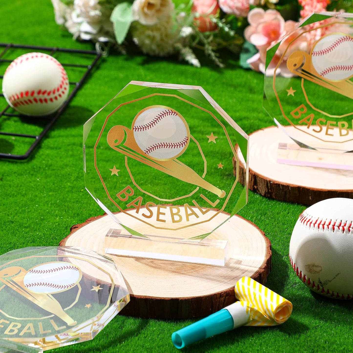 6 Pack Sports Trophy Acrylic Award Medals 4.72 x 4.72 Inch Sports Contest Trophies Bulk Plaques Team Prize Gift Trophies for Competition