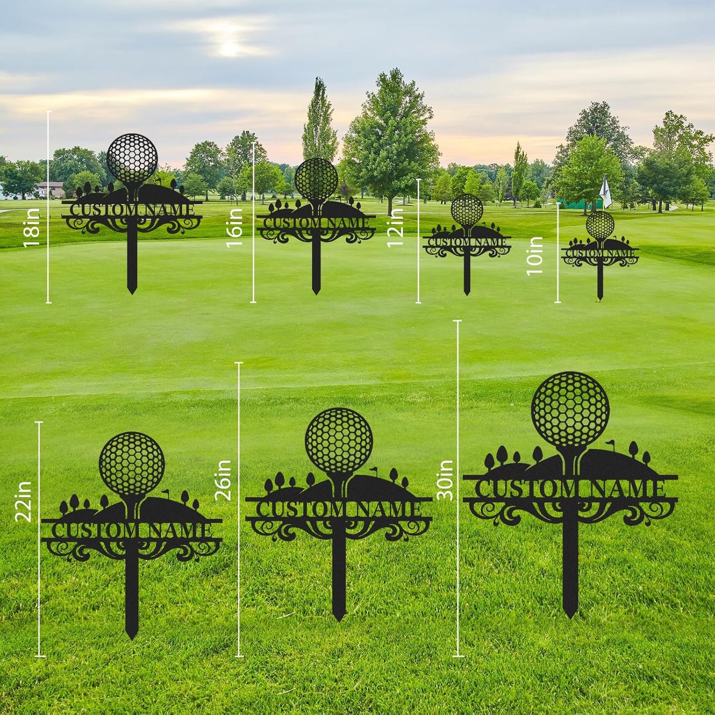 Personalized Golf Tee Garden Sign, Golf Memorial Stake, Custom Name Sign, Lawn Patio Golf Course Decorations Outdoor, Metal Yard Art, Rustic Sporting Garden Decor, Personalized Golf Gifts Color06