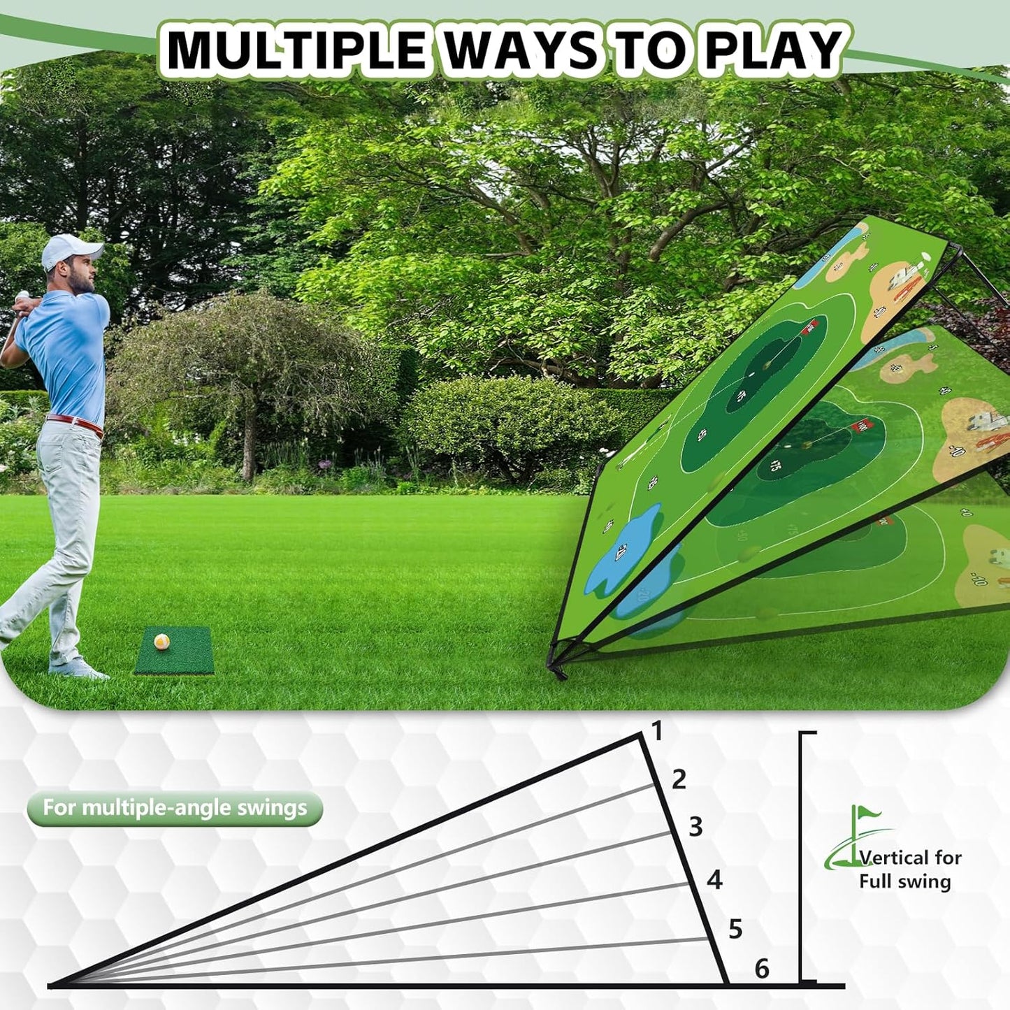 Golf Chipping Game Set, 71"x71" Large Sticky Golf Game, Outdoor Indoor Golf Chipping Games for Adults Friends Family